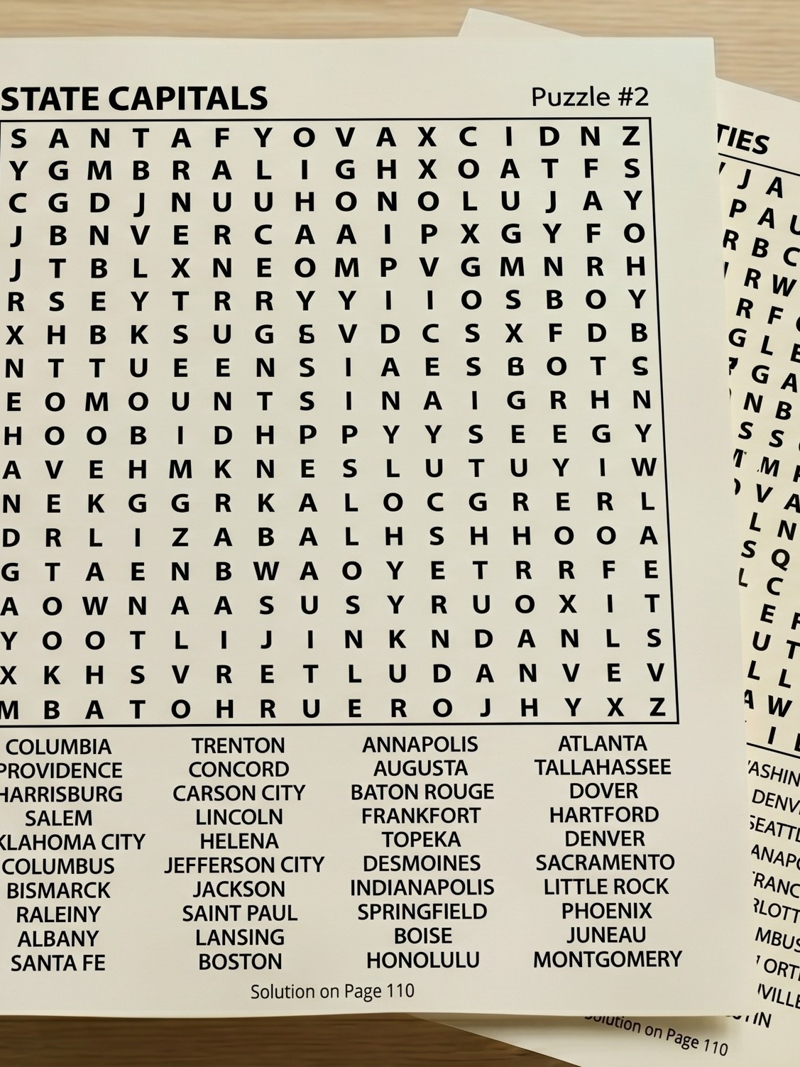 United States Word Search sample page